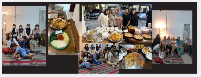 Hidangan tersedia berasal dari potluck.